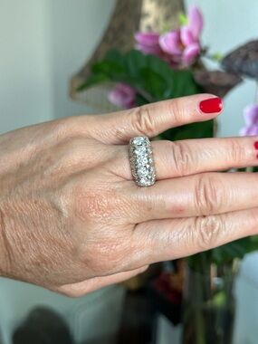 2.25 carat, 5 Stone Round Diamond Wedding Ring 14k White GoldBand GH.SI2 clarity